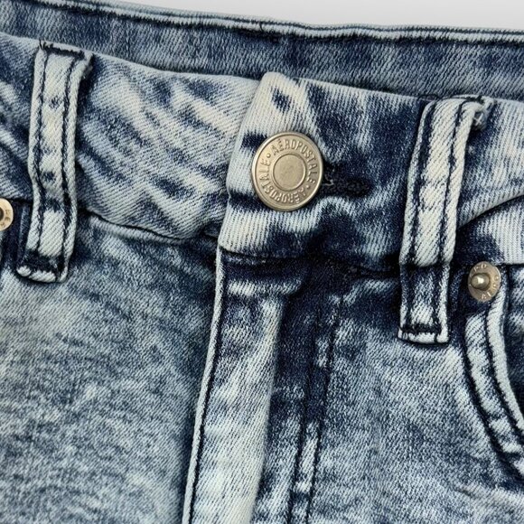 AERO High Rise Curvy Midi Acid Wash Cutoff Denim Shorts Raw Hem Womens Size 2 - Picture 3 of 6